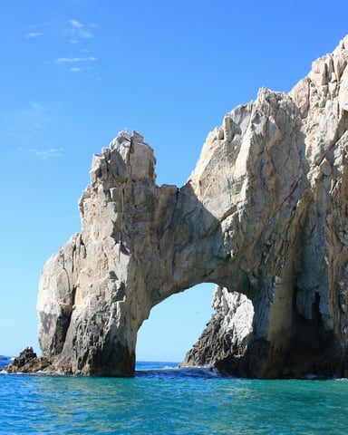El Arco rock arch in Cabo San Lucas with turquoise water under blue sky